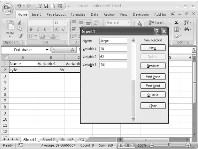 Figure 1.7 Default data form 