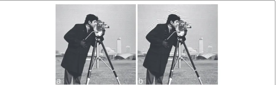 Fig. 9 Deblurred images by interlaced BI-RL with a 4 × 4 and b 8 × 8 rectangularly-down-sampled blocks