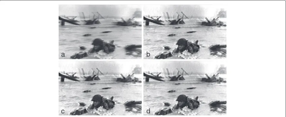 Figure 17 shows deblurred images by separated BI-RLwith overlapped rectangular blocks for Gaussian (a) and