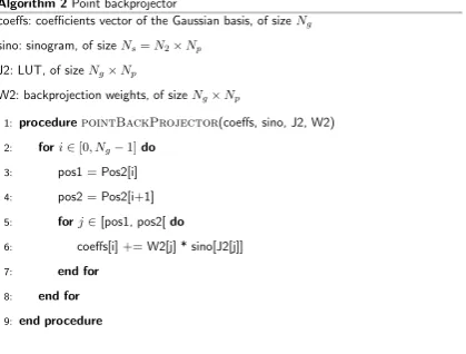 Fig. 13 Illustration of the LUT‑based point‑backprojector. To i(determine which sinogram points are backprojected on coefficient  ∈ [0, Ng], the matrix Pos2 (bottom), is accessed at index i, and contains the value Pos2[i] = qi