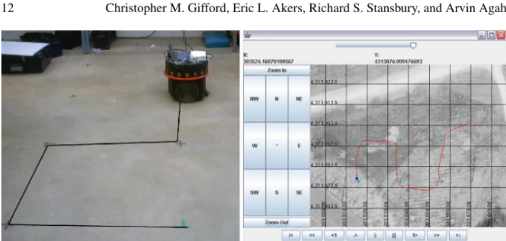 Fig. 10 Nomadic Scout testbed (left) and MARVIN I (right) performing ”S-pattern” using identical control software.