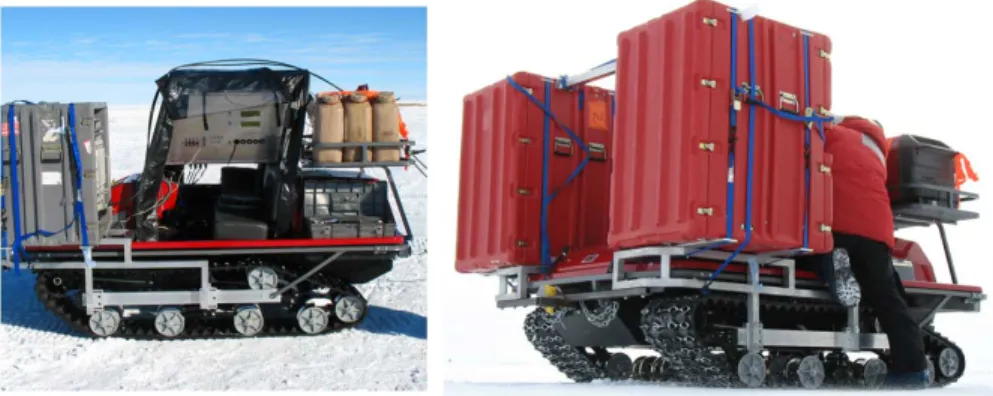 Fig. 6 MARVIN II’s actuator setup for autonomous navigation (left), and custom control box housing the embedded controller and other components (right).