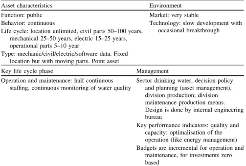 Table 7 presents the asset framework for the water purification assets of the water company that are used to clean water in order to make drinking water and are public