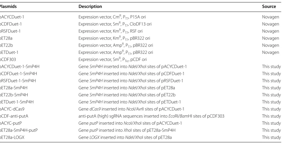 Table 1 Plasmids used in this study