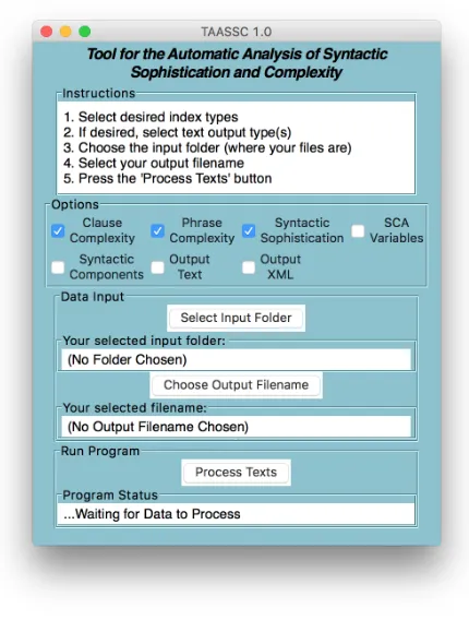 Figure 3.3 The TAASSC GUI 