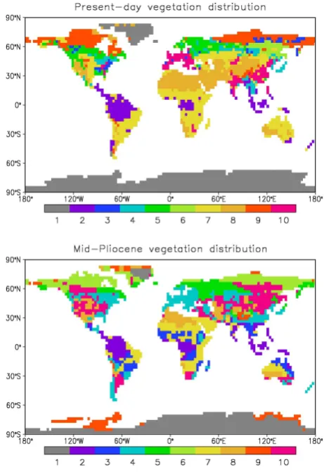 Fig. 4.Mid-Pliocene sea surface temperature imposed on theAGCM during February and August.