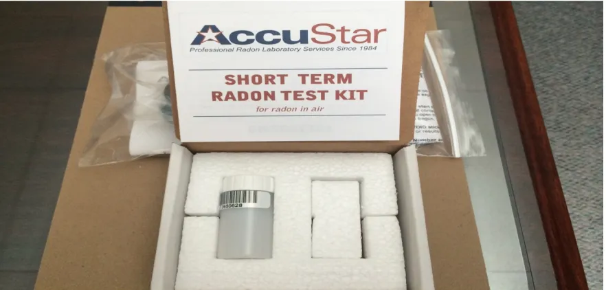 Figure 3 Radon Testing Kit Accustar (PicoCan 275) activated carbon, short-term radon test kit used for sampling by the DeKalb County Board of 