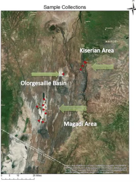 Figure 2-1 Lake Magadi sample locations 
