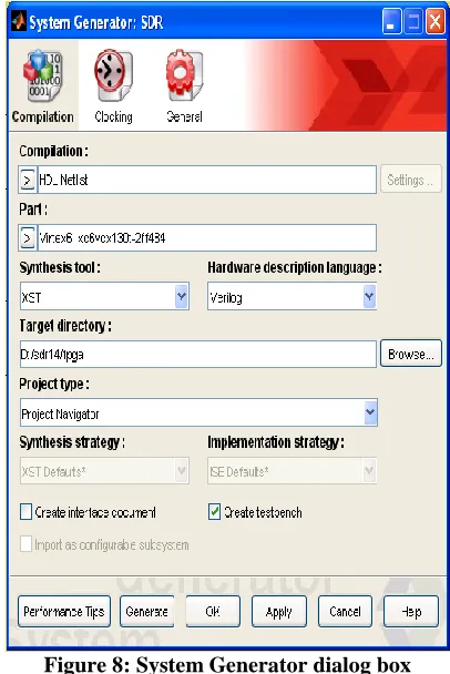 Figure 8: System Generator dialog box  