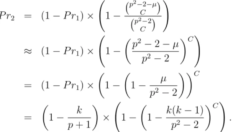 Table 2.1: The effect of node compromise on resilience in the linear scheme.