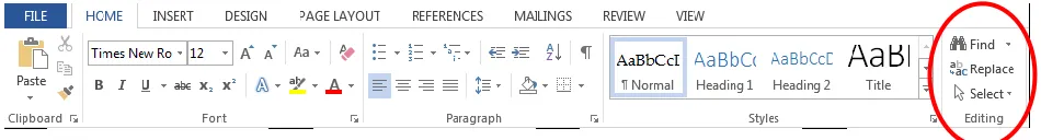 Figure 11. Word 2013 tabs, and Home ribbon 