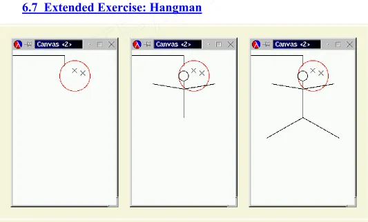 Figure 15:  Three stages of the hangman picture   