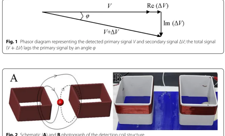 Fig. 2 Schematic (A) and B photograph of the detection coil structure