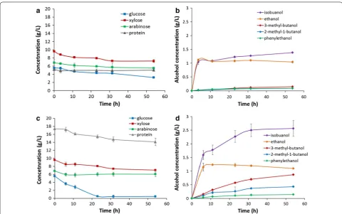 Fig. 5 Fermentation of pretreated DGS hydrolysates with and without Pronase digestion by E