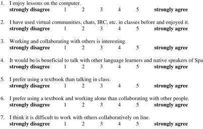 Table 1:  Comparison of Language Attitude Questionnaires 