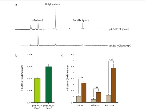 Fig. 5 Reductions in nbolic products, including containing pAB‑HCTA(Camn‑butanol‑derived byproducts and screening of various E