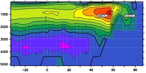 Fig. 1. Mean Atlantic Meridional Overturning Circulation for thecontrol simulation in Sv