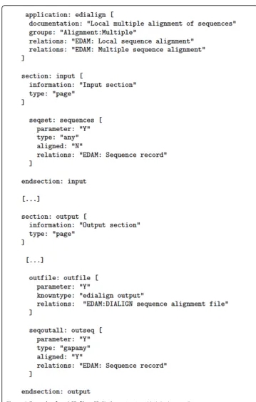 Figure 3 Example of an ACD file. ACD file for edialign (slightly shortened).