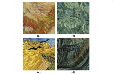 Figure 1 Patches of 512Wheatfield with crows × 512 pixels extracted from van Gogh paintings of the image set used for the study