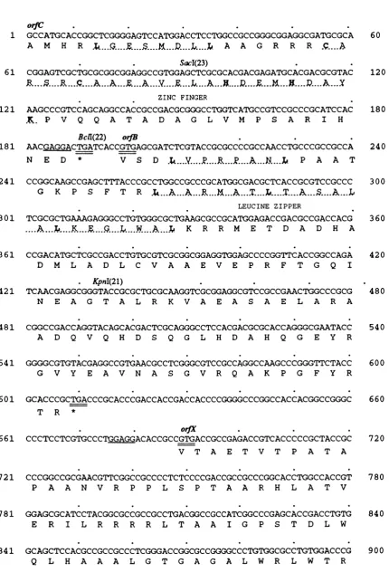 FIGURE 3.7 Nucleotide sequence of the transfer region of the Streptomyces plasmid pIJ903.