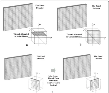 Fig. 3 Conventional threads are allocated in allocated in coronal to sagittal (horizontal planes (a)