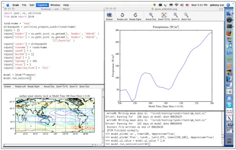 Fig. 6. Contents of run list ’qtcminit’, the set of routines to execute to initialize the atmospheric portion of the model, as displayedduring a Python interpreter session.
