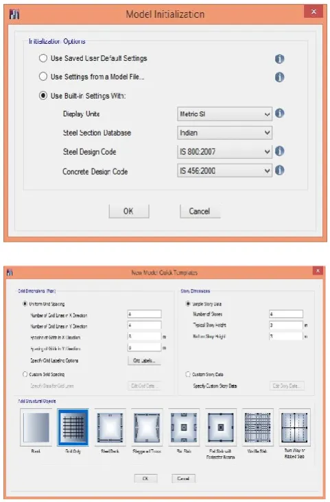 Figure 1: Building Plan Grid System and Storey Data Definition 