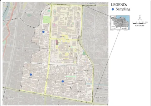 Fig. 1 Map of the sampling area in the context of Surabaya