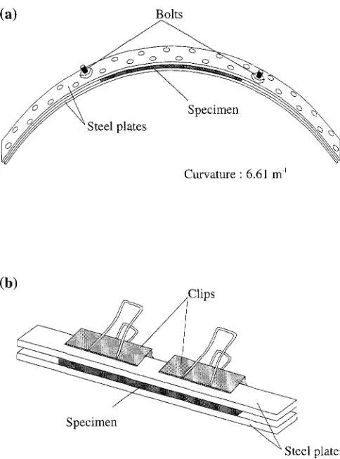 Fig. 1. Devices for fixation (a) and forced recovery (b) of the curvature 