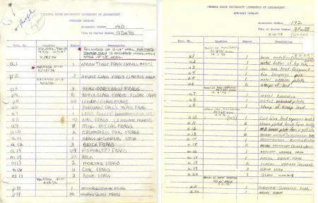 Figure 7 Example of MARTA Collection Analog Specimen Catalog 