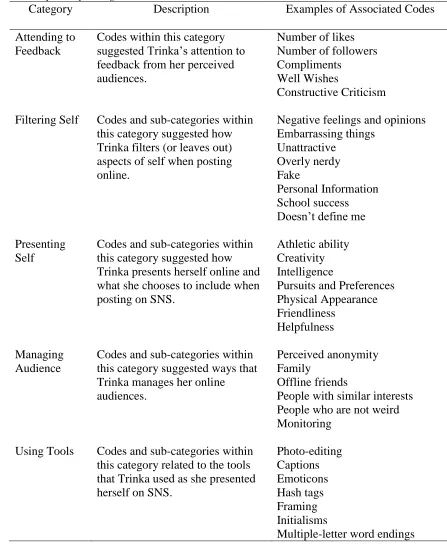 Table 3 Description of Categories Category 