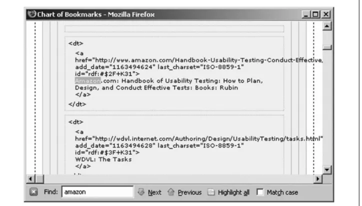 Figure 3-2. Searching for Amazon in bookmarks