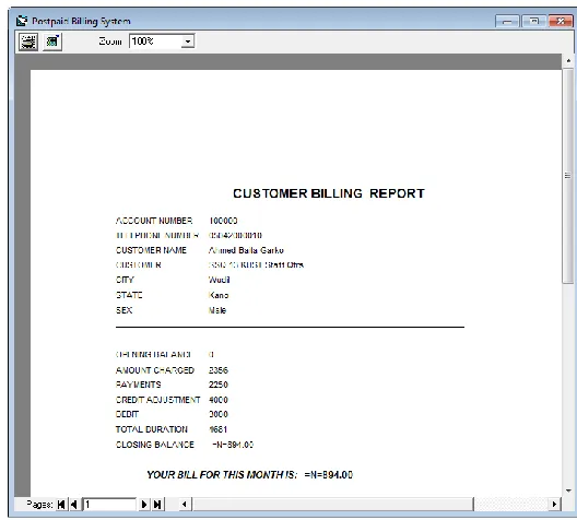 Figure 3: Web-based customer bill settlement portal  The Relational Database Management System used for the 