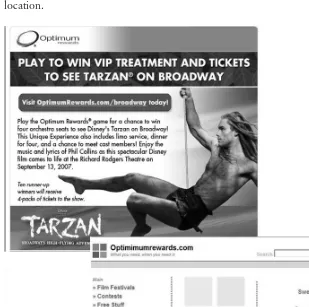 Figure 2.4  This email (top) promotes a sweepstakes, which links to a rewards microsite (bottom) with a different logo and nine other choices that could distract the reader.