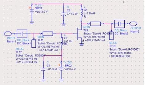 Figure-5. The final schematic of the optimized low noise amplifier. 