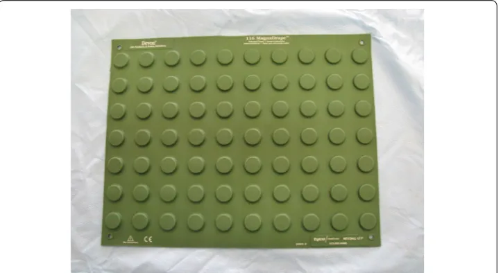 Fig. 1 CVD surgical magnetic drape containing 70 ceramic ferrite magnets