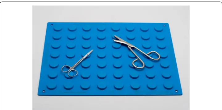 Fig. 2 Prototype surgical magnetic drape with a silicone shell similar to the CVD drape, but instead contains 70 bottom‑isolated ceramic ferrite magnets