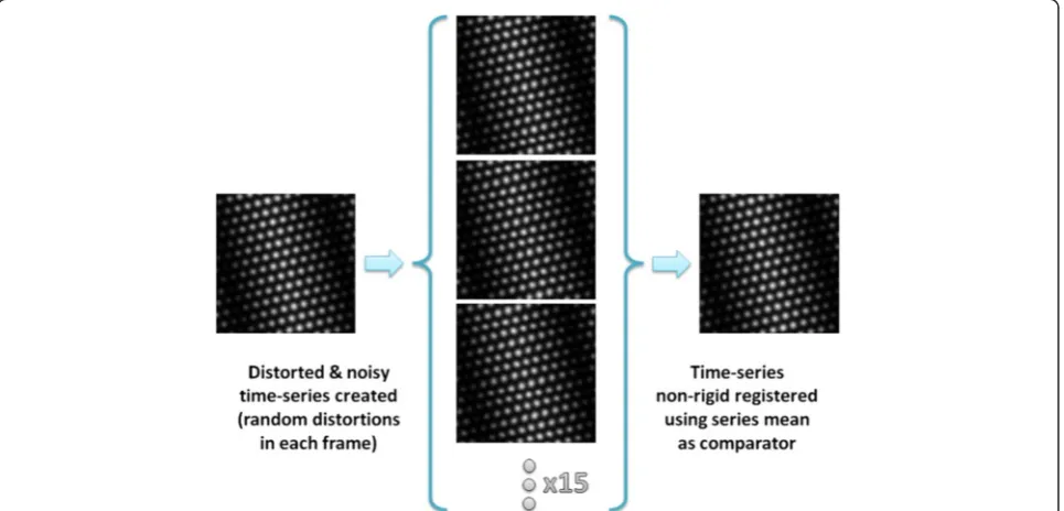 Fig. 7 Stages in testing the fidelity of quantitative image intensity data, first creating distorted and noisy images (middle) before restoring them(right)
