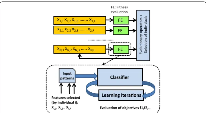 Fig. 1 Wrapper approach to feature selection by evolutionary multiobjective optimization