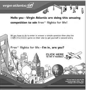 Figure 1.5E-mail creative for the Virgin Atlantic Fly Free For Life campaign