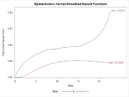 Figure 2: Hazard Function for Depo at Discharge, Unadjusted, Final Sample 