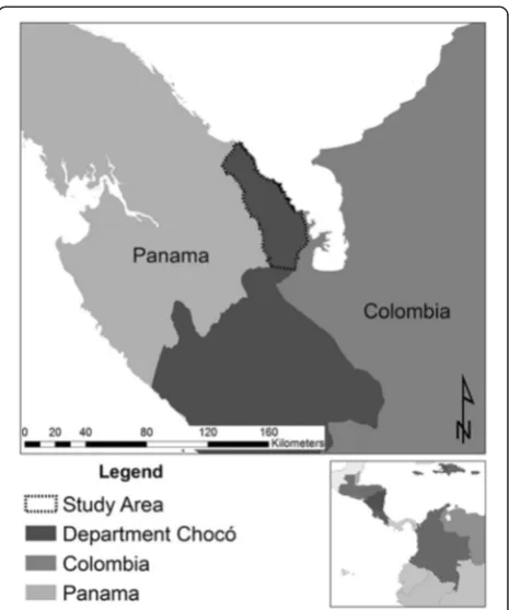 Figure 1 Location of the study region in Colombia.