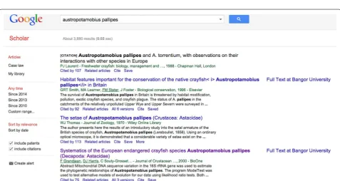 Fig. 2 Downloaded database of search results from a search of Google Scholar. Search used Import.io, demonstrating the type of data that can be downloaded