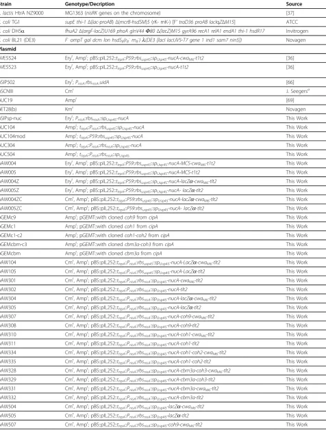 Table 1 Strains and plasmids used in this study