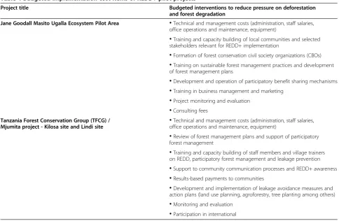 Table 4 Budgeted implementation cost items of REDD+ pilot projects