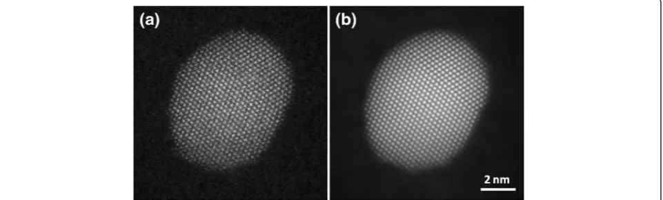 Figure 1a shows the first image of a 240 HAADF STEMimage series of a Au nanoparticle along [10]