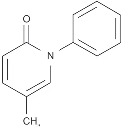 Figure 1 The structure of pirfenidone. After ingestion, the CH3 group at the bottom of the structure is rapidly metabolized to primarily COOH and to a lesser extent OH.