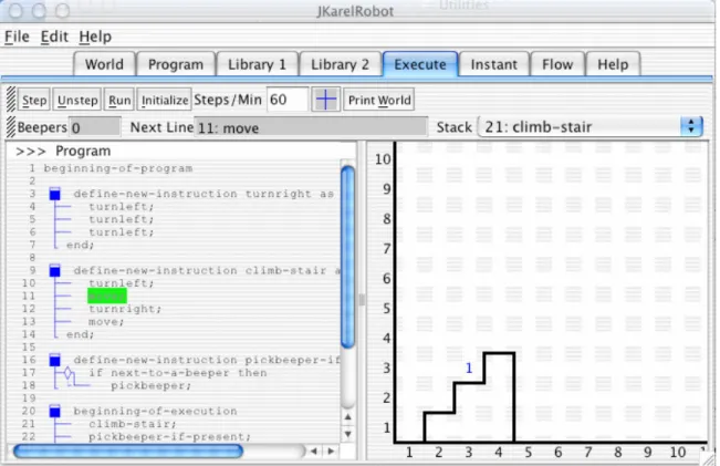 Figure 1. A program for Karel the Robot is executed in a one of the popular environments