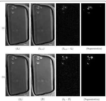 Figure 6 Other methods of segmentation and background estimation. (a) Frame differencesegmentation: The segmentation of foreground cells based on frame differences