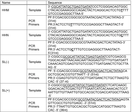 Table 2.3. PCR template sequences and primer sequences for plasmid 